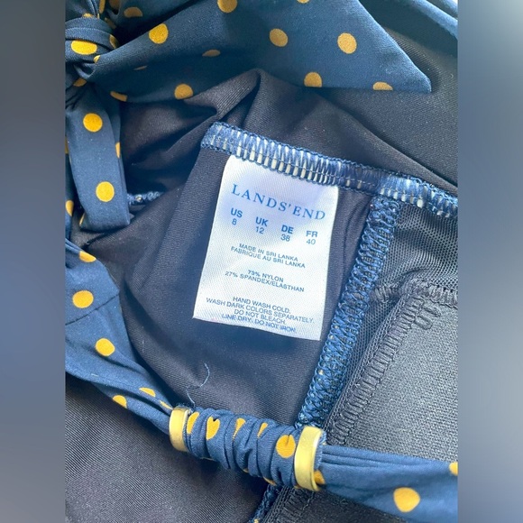 Lands’ End Navy & Gold Ruched Side Tankini Top,Size 8, Beach Vacation Resortwear - Picture 4 of 4